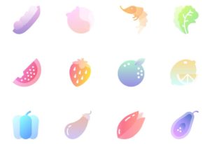 12 Watercolor Fruid Icons Sketch