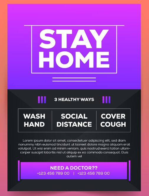 Coronavirus COVID-19 Flyer Template Vector