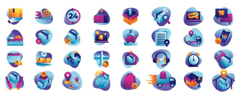 32 Delivery & E-commerce Icons Vector