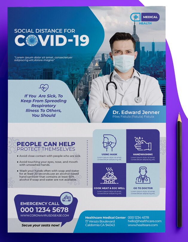 Professional COVID-19 Flyer Template PSD