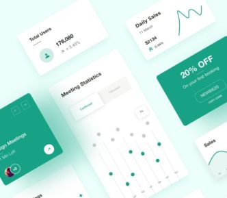 Download Free Clean Dashboard Card Elements - Free Mobile UI, XD