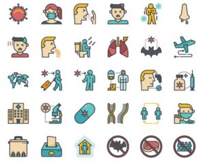 36 Coronavirus COVID-19 Icons (4 Styles)