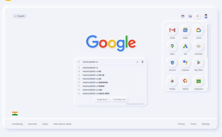 Neumorphic Style Google Web UI Kit For Adobe XD