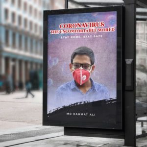COVID-19 Stay Safe Poster PSD Mockup