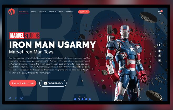 Iron Man Landing Page For Adobe XD