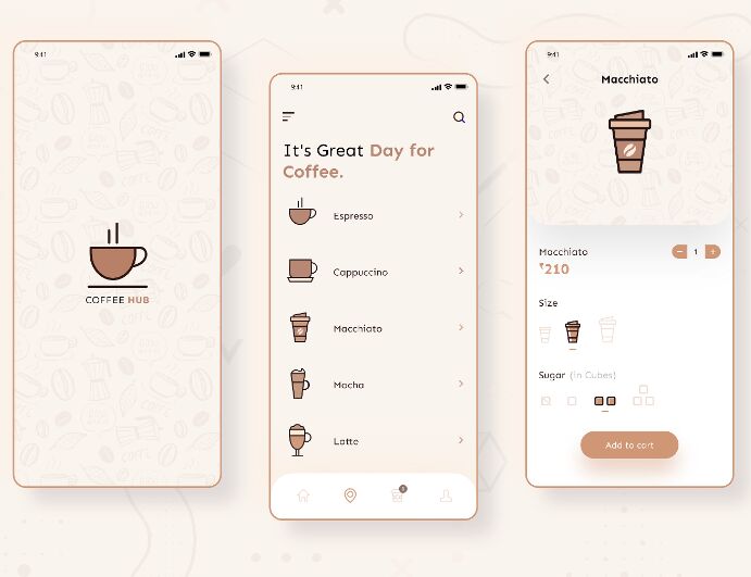 Clean Coffee Shop App UI Design For Adobe XD