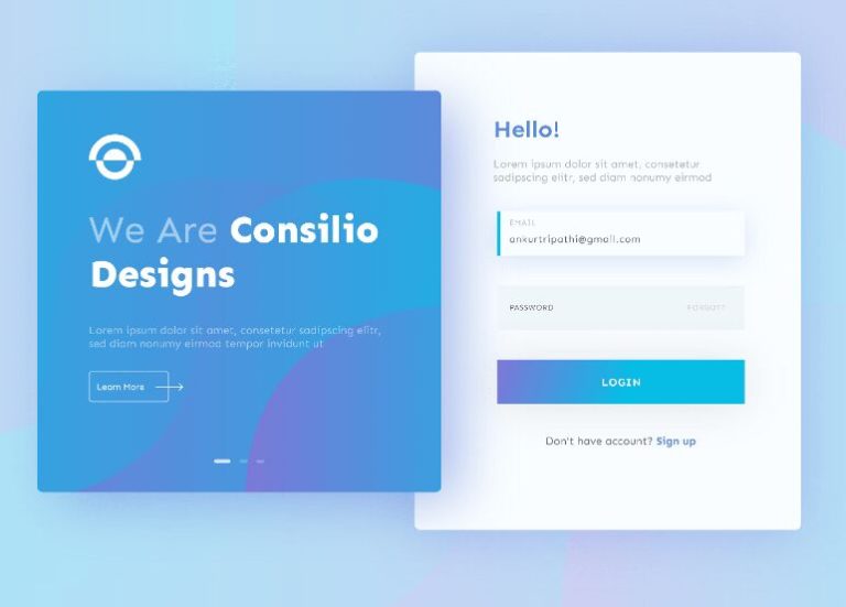 Minimal Clean Login Screen Page Template For Adobe XD