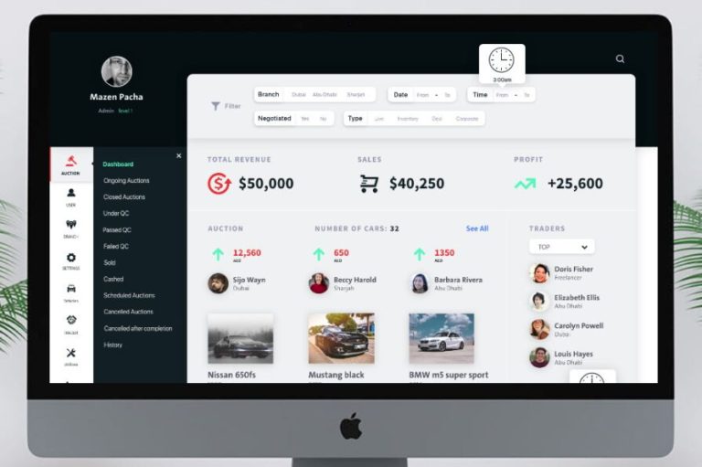 Professional Auction Dashboard UI Design For Adobe XD