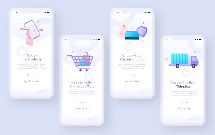 Minimal eCommerce App Onboarding UI For XD