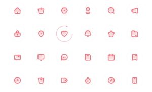 24 UI Stroke Icons (SVG & XD)