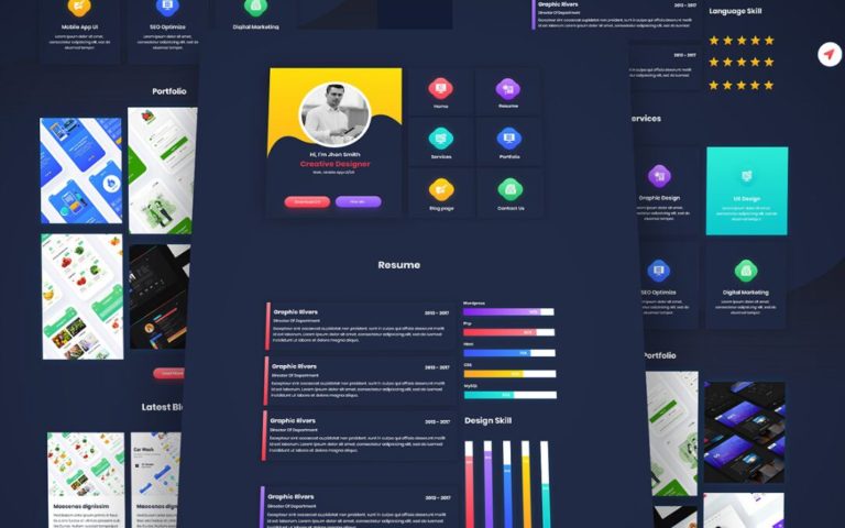 One Page Resume CV Template Adobe XD