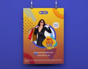 Modern Big Sale Poster PSD Mockup