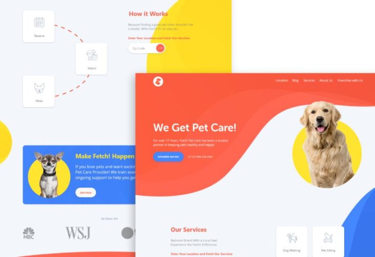 Pet Care Landing Page Template Adobe XD