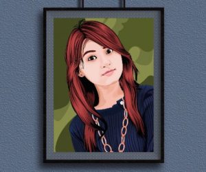 Photo Frame Hanging On The Wall PSD Mockup