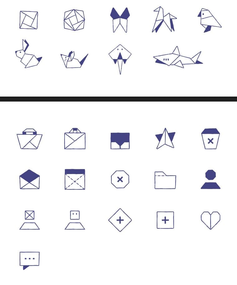 25 Origami Icons Vector