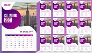 Desk Calendar 2021 Vector Template