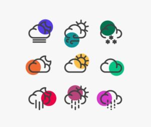 Semi Color Weather Icons Vector