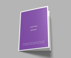 A4 Sized Bi-fold Brochure Mockup PSD