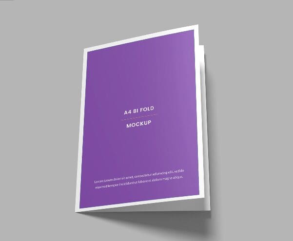 A4 Sized Bi-fold Brochure Mockup PSD
