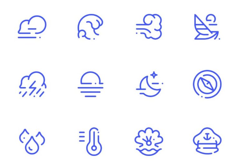 Slim Sea Stroke Icons Sketch