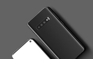 Smartphone (Standing & Top View) PSD Mockups-min