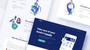 Medical App Landing Page Design Sketch