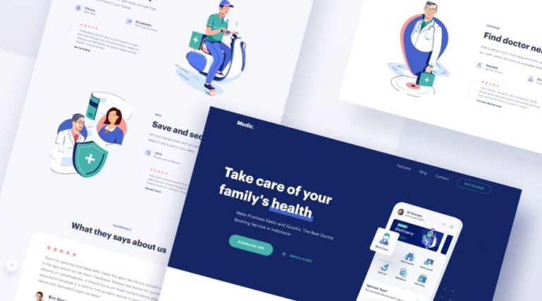Medical App Landing Page Design Sketch