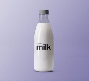 Realistic Sleek Milk Bottle PSD Mockup