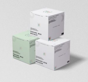 Realistic Square Box PSD Mockup