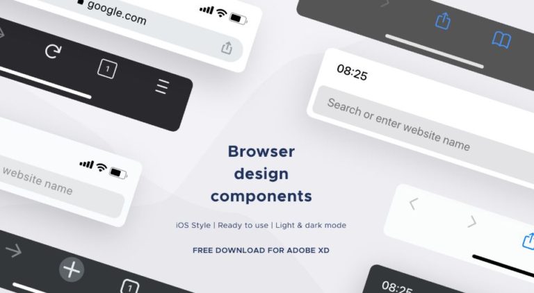 iOS Style Mobile Browser Templates Adobe XD