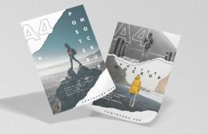 A4 Poster Scene PSD Mockup