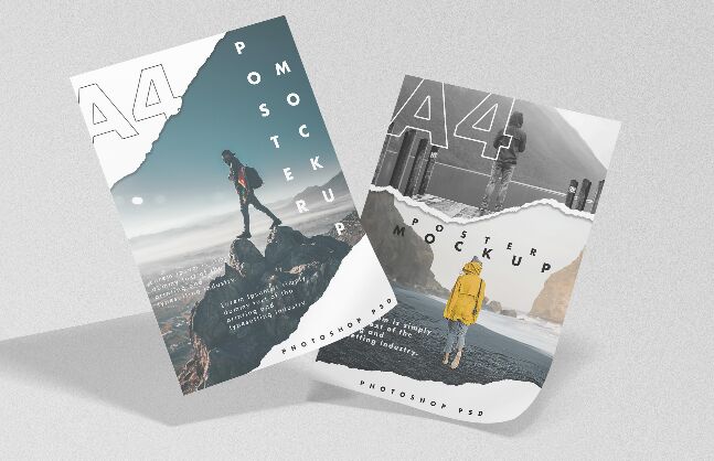 A4 Poster Scene PSD Mockup