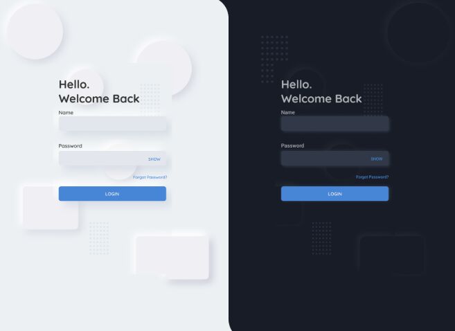 Neumorphism Design Login Page Template Figma