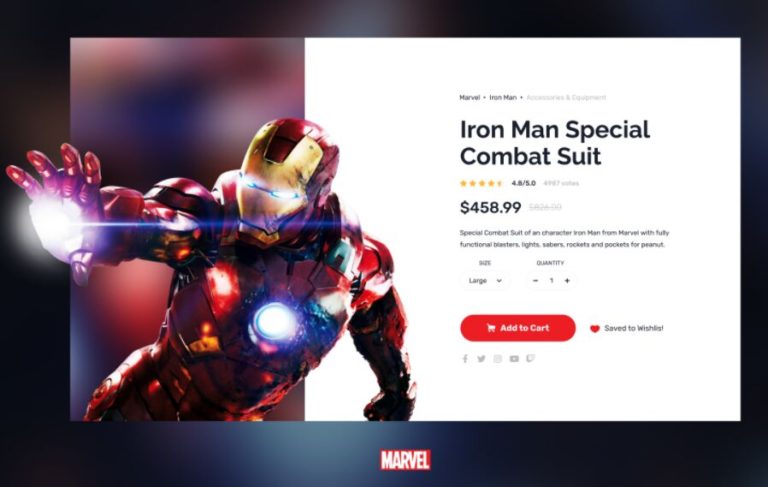 Marvel Iron Man Product Page Template Figma