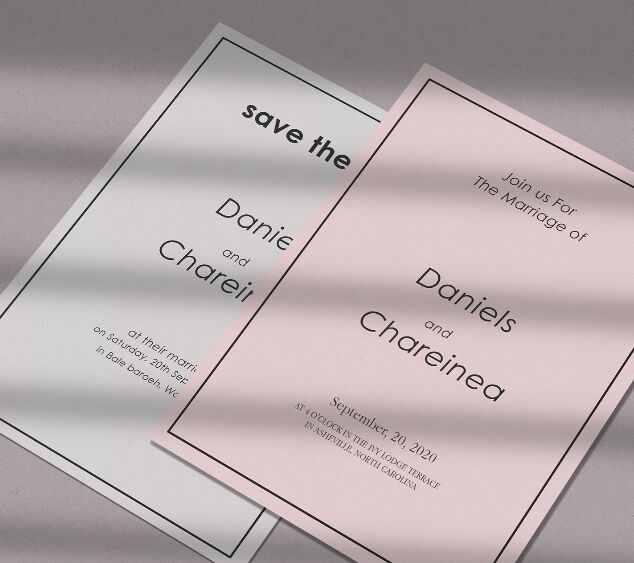 Vintage Wedding Invitation Suite Mockup PSD