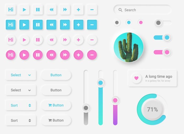 Download Free Clean Neumorphism UI Kit For Figma - Free Web UI Kits