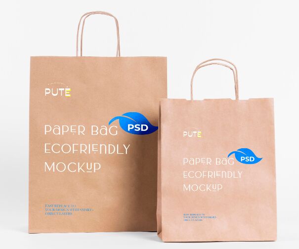 Realistic Paper Shopping Bag PSD Mockup
