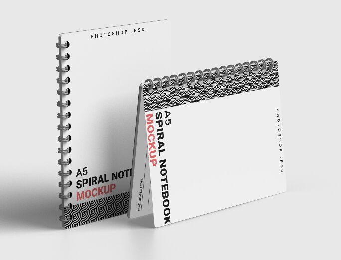 Spiral A5 Notebook Mockup PSD