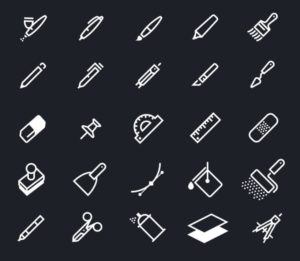 25 Drawing Tool Icons Vector