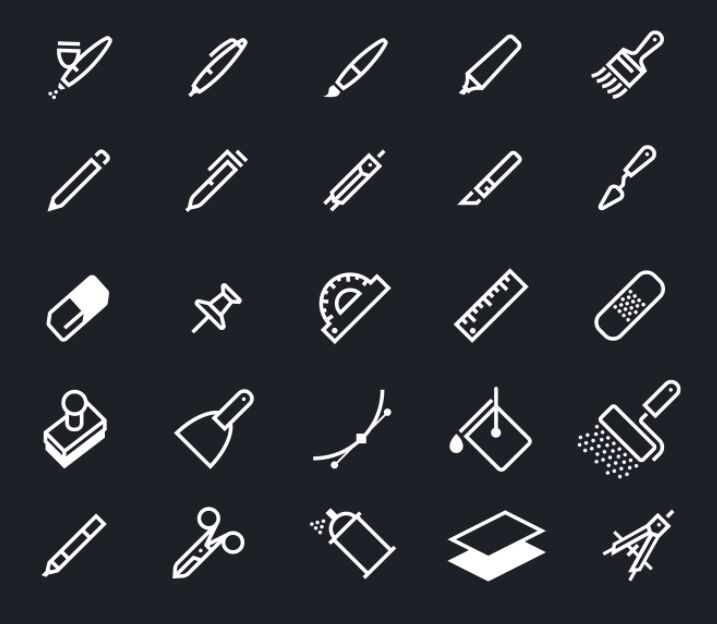 25 Drawing Tool Icons Vector