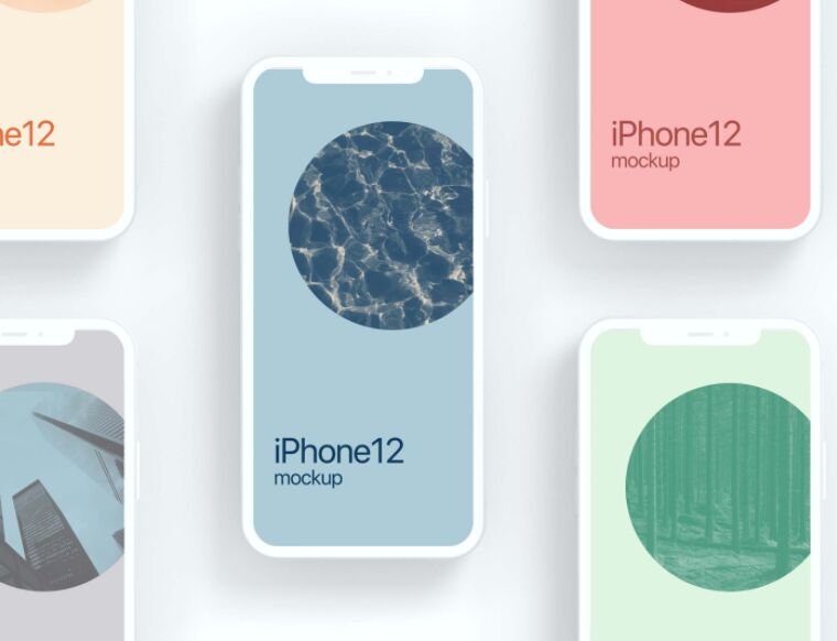 4 Minimal iPhone 12 Clay Mockups PSD