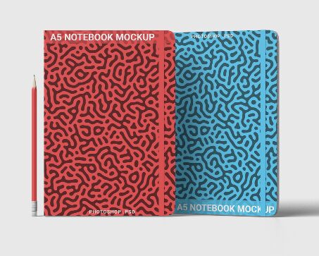 High Resolution A5 Notebook PSD Mockup