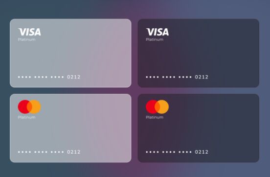 Glassmorphism Style Visa Master Card Design Figma