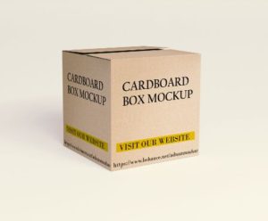 Realistic Square Cardboard Box PSD Mockup