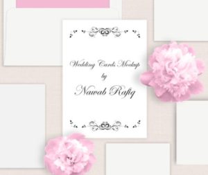 Vintage Wedding Cards Mockup PSD