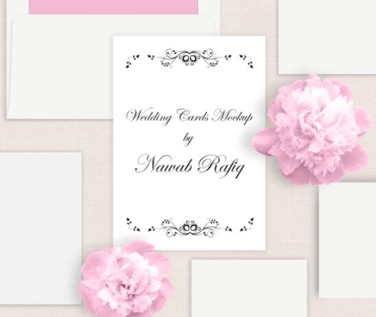 Vintage Wedding Cards Mockup PSD