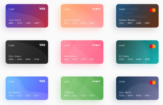 9 Credit Cards For Figma