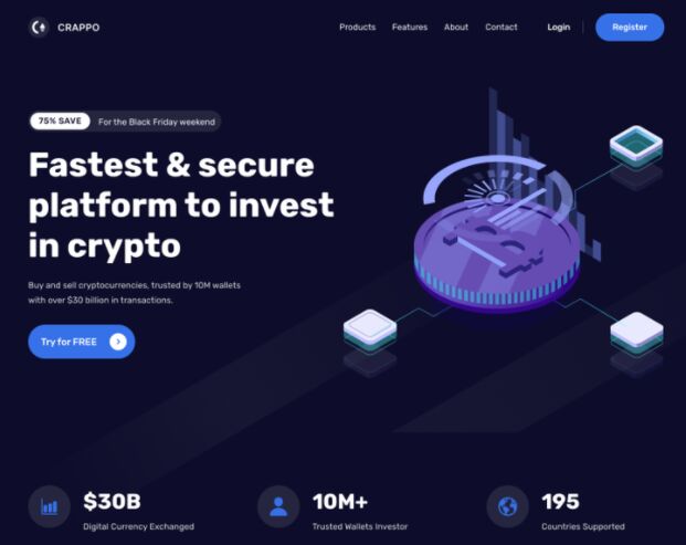 Cryptocurrency Website Template For Figma