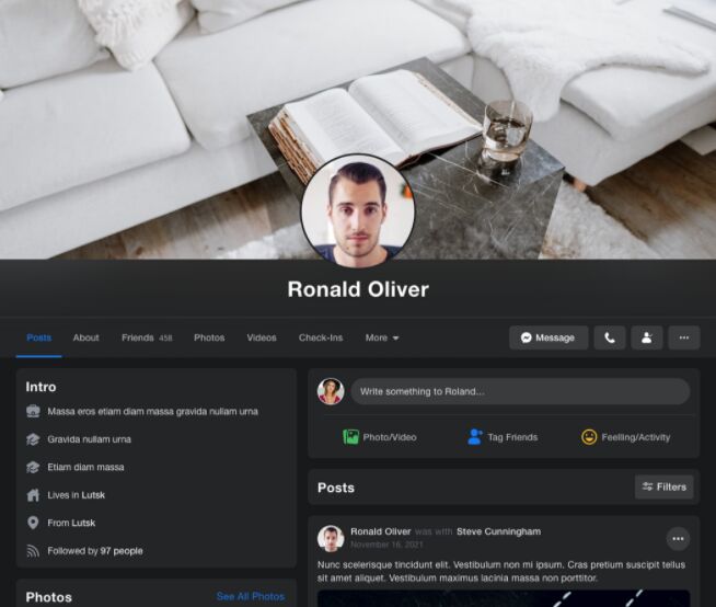 Facebook Website Mockup For Adobe XD