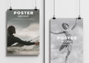 Handing A4 Poster Hanging Mockup PSD